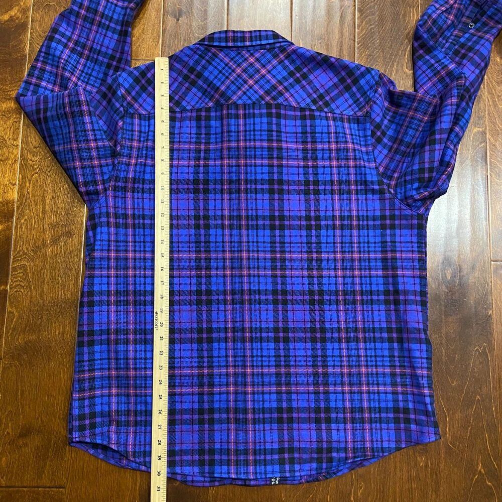 LRG Lifted Research Group Y2K Plaid Purple Black Button Up Shirt Flannel 2XL - Picture 8 of 8